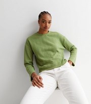 New Look Tall Khaki Fine Cable Knit Long Sleeve Top